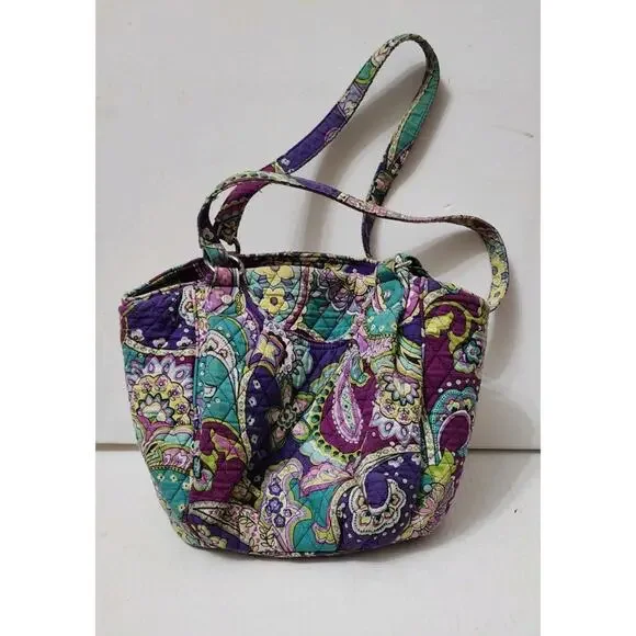Vera Bradley retired quilted Mandy tote bag in a plum crazy paisley pattern. - Picture 9 of 16